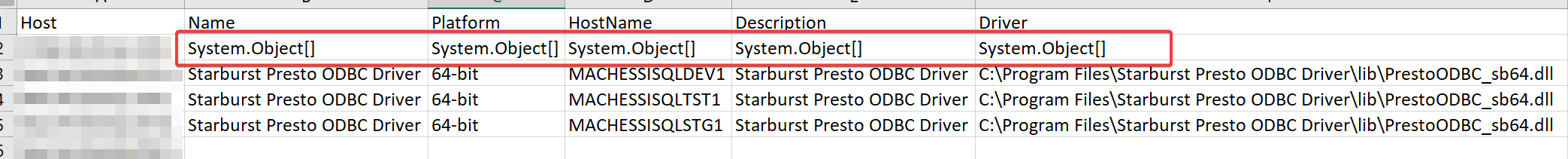 Object Array Result